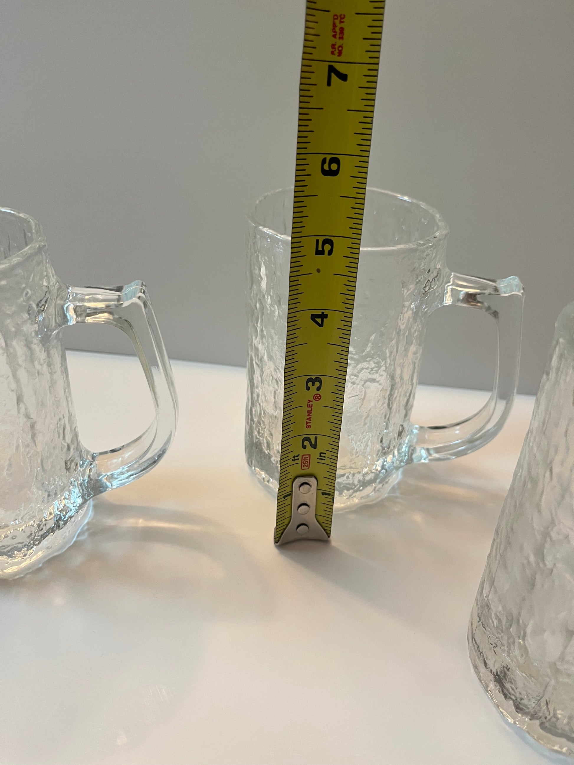 Vintage MCM Studio Nova Brutalist Textured Glass Mugs by Hoya - Finest Antique