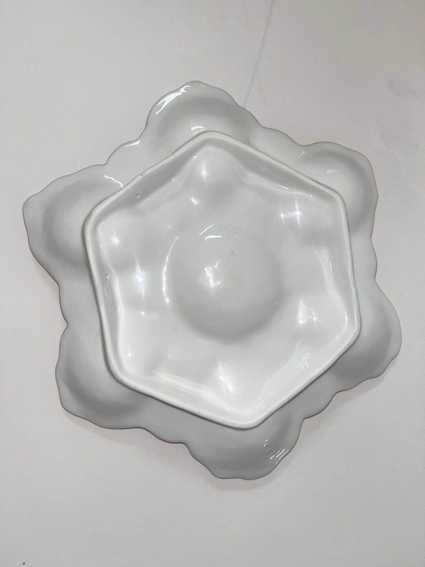 Vintage Majolica Scalloped Oyster Plate with Floral Design - Finest Antique