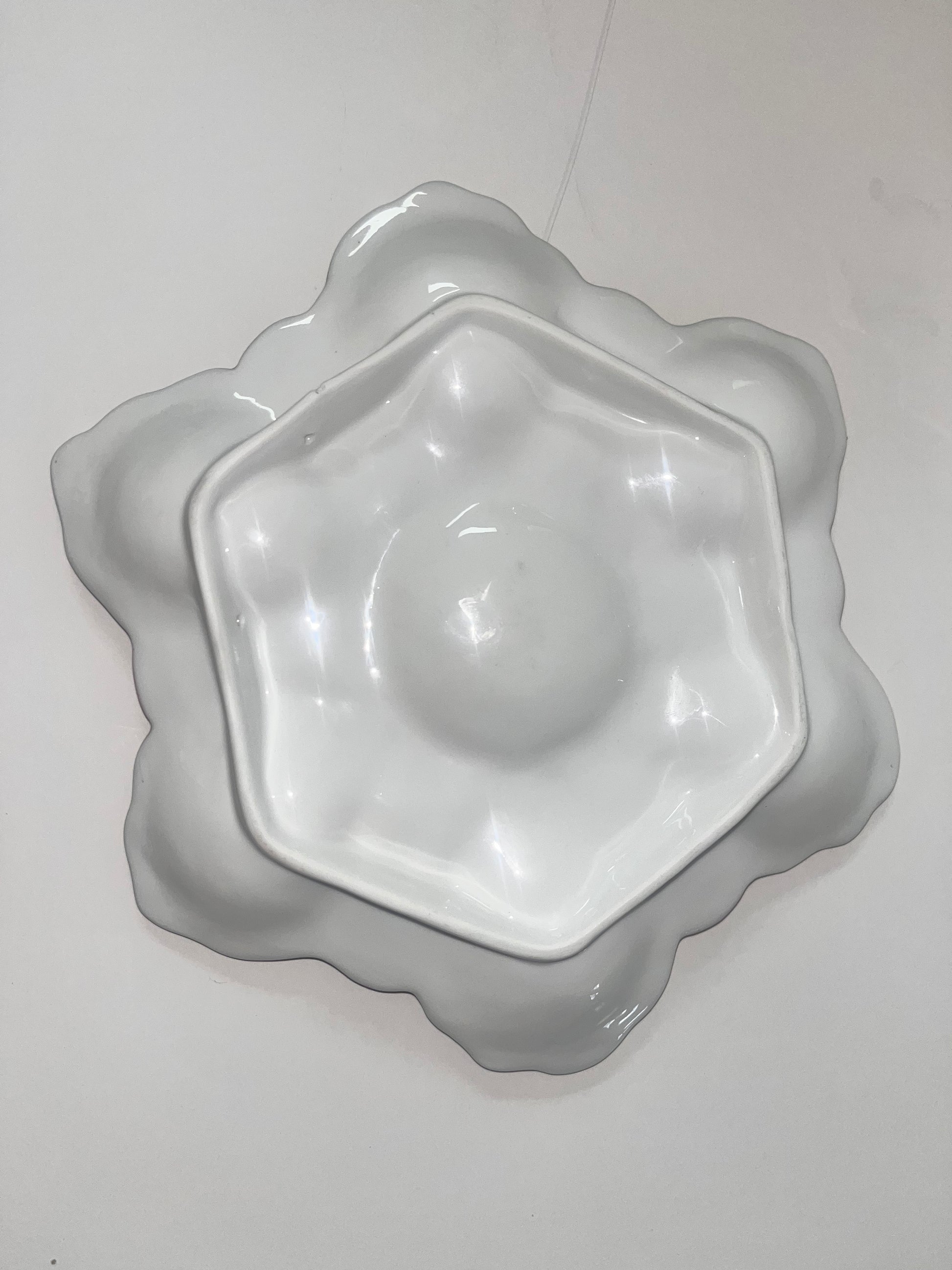Vintage Majolica Scalloped Oyster Plate with Floral Design - Finest Antique