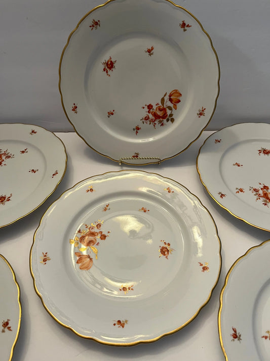 Vintage Meissen Golden Coral Bavaria Dinnerware Set 6 Germany - Finest Antique