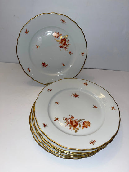 Vintage Meissen Golden Coral Bavaria Dinnerware Set 6 Germany - Finest Antique