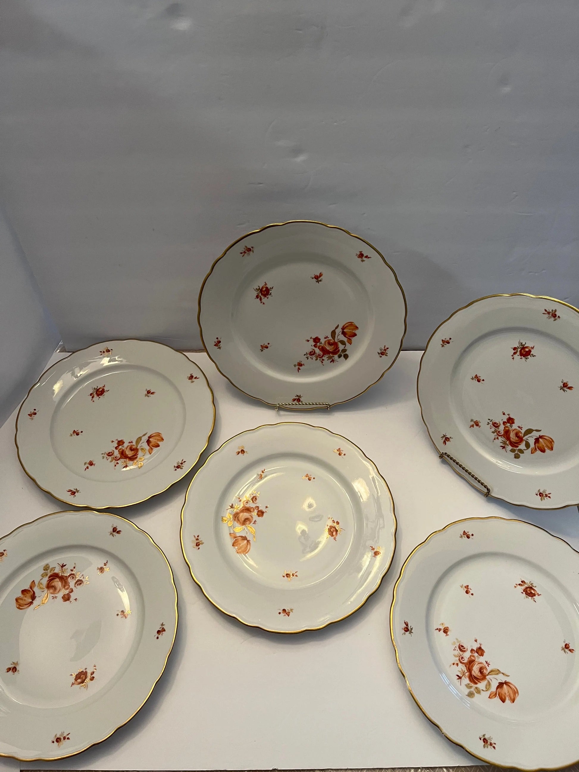 Vintage Meissen Golden Coral Bavaria Dinnerware Set 6 Germany - Finest Antique