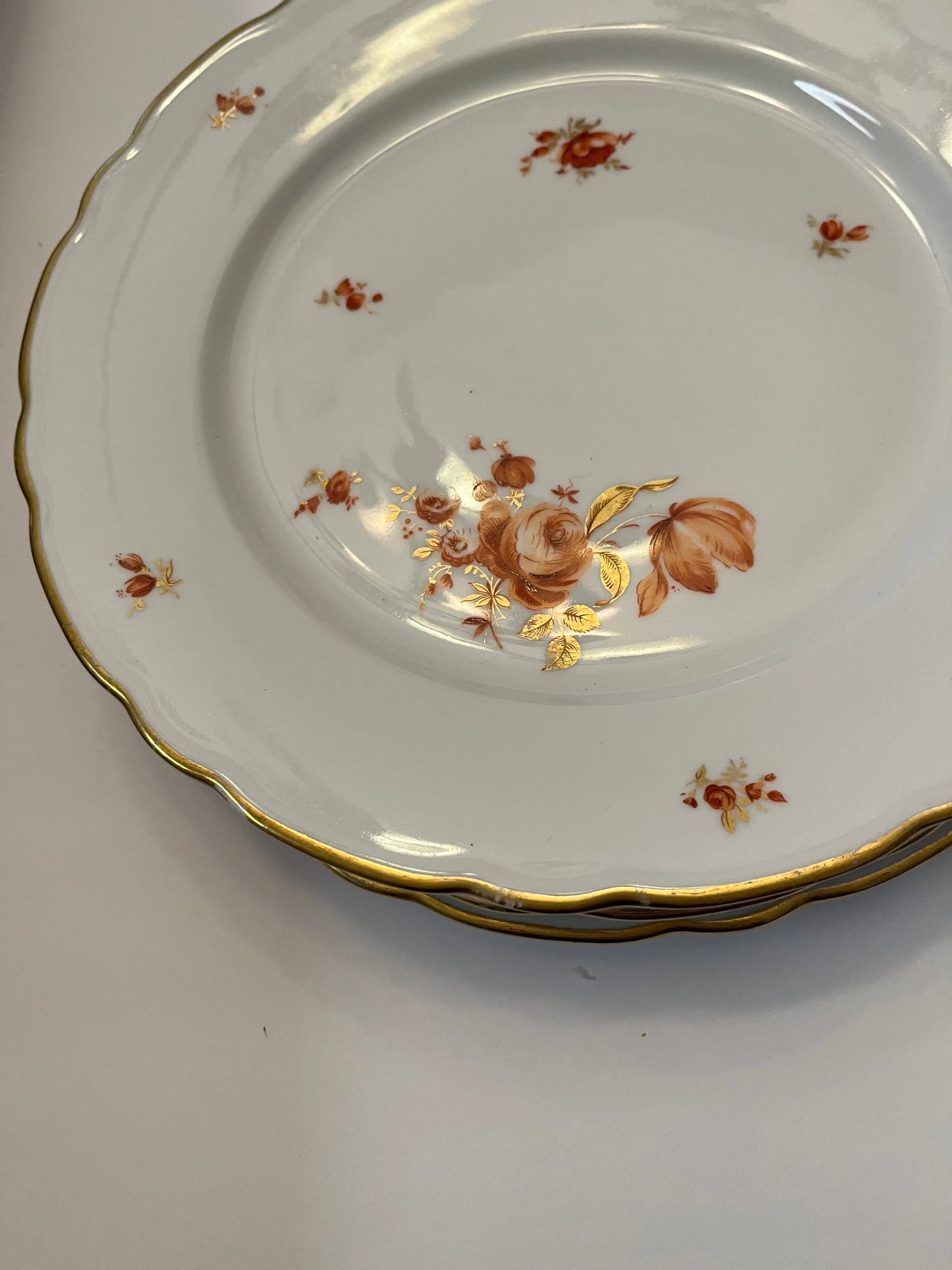 Vintage Meissen Golden Coral Bavaria Dinnerware Set 6 Germany - Finest Antique