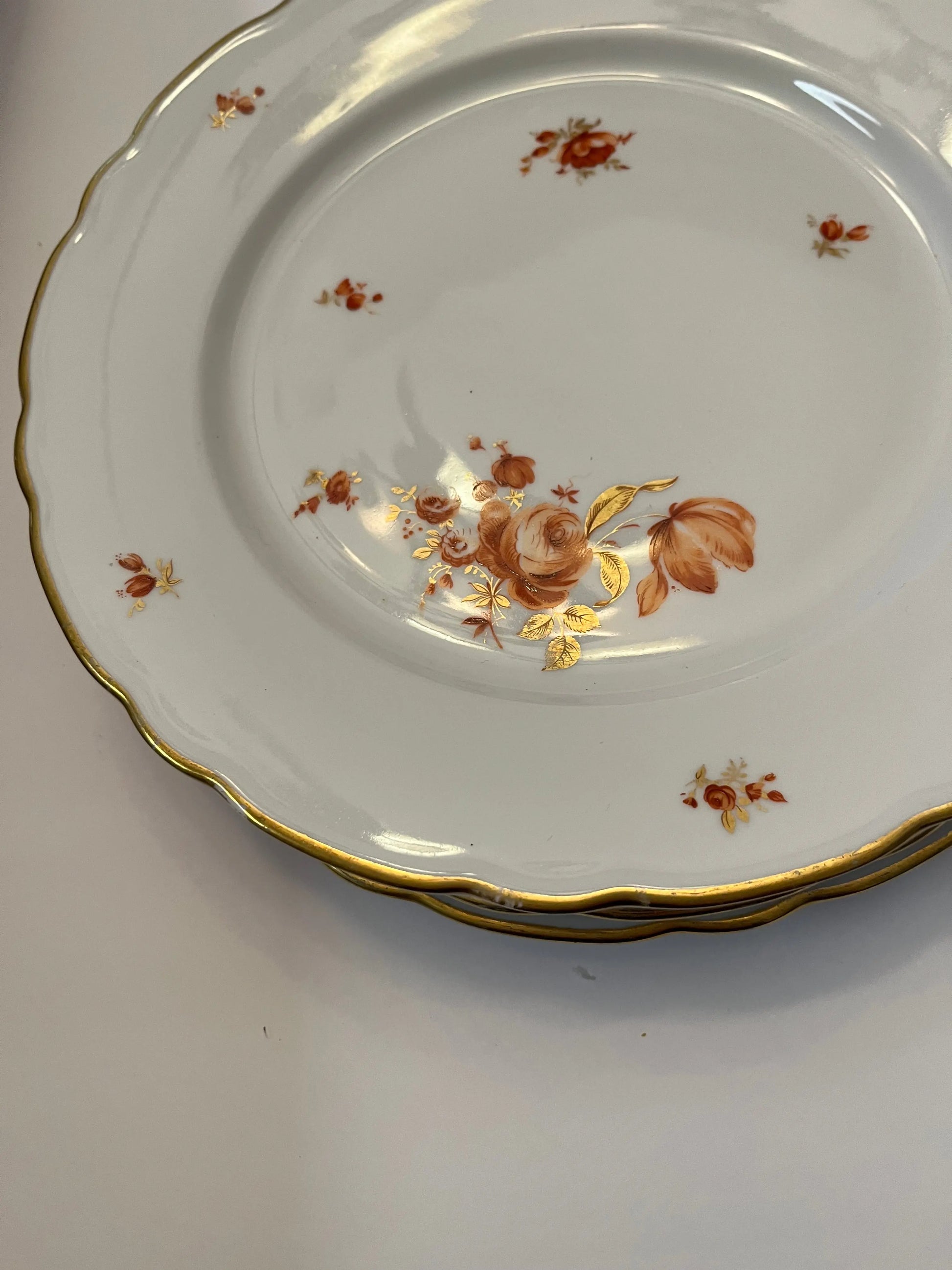 Vintage Meissen Golden Coral Bavaria Dinnerware Set 6 Germany - Finest Antique