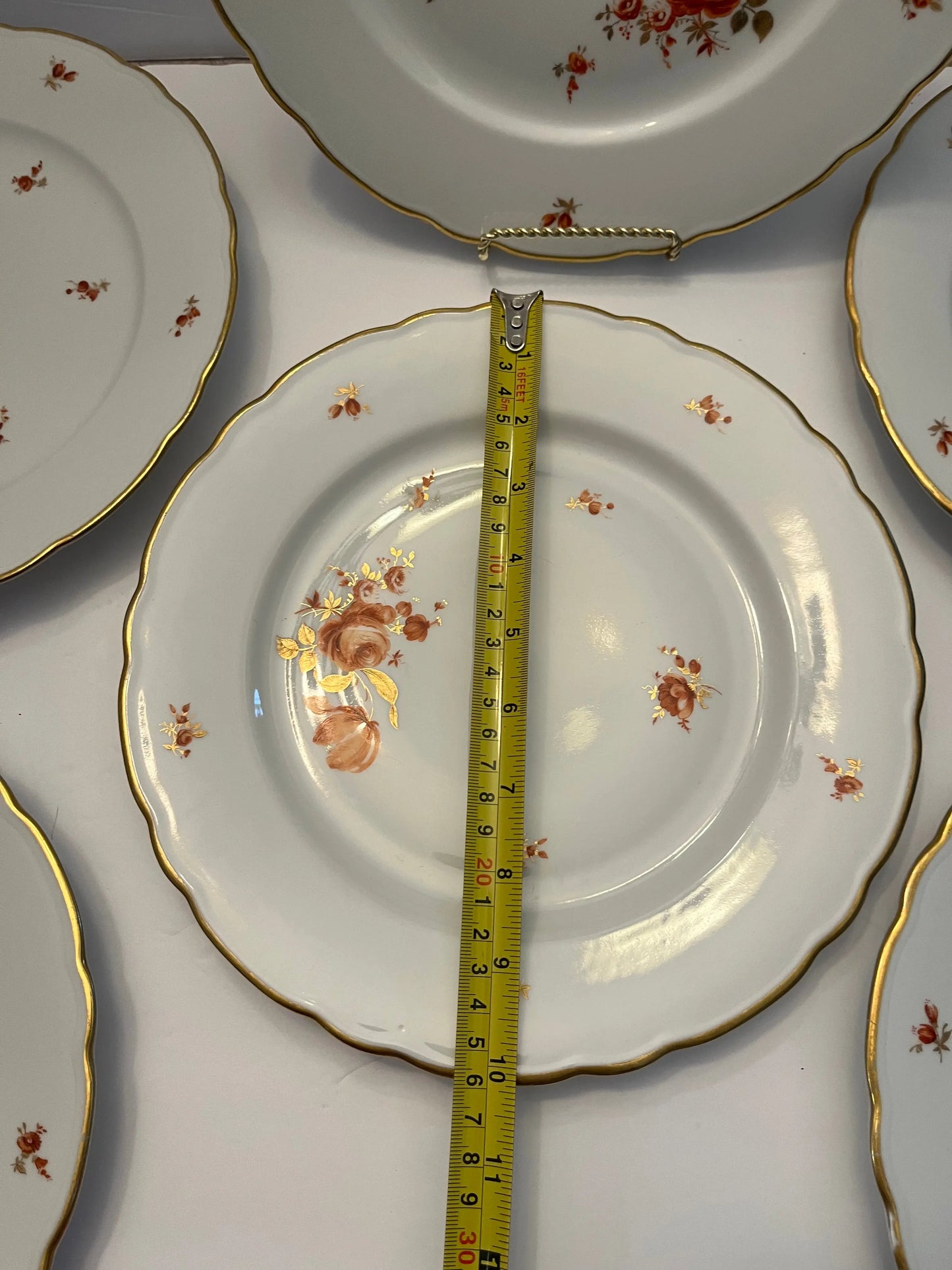 Vintage Meissen Golden Coral Bavaria Dinnerware Set 6 Germany - Finest Antique