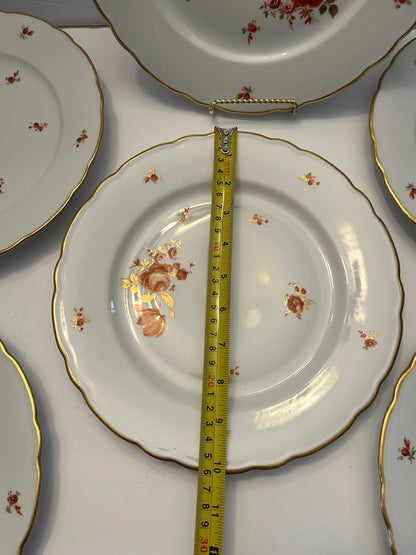 Vintage Meissen Golden Coral Bavaria Dinnerware Set 6 Germany - Finest Antique