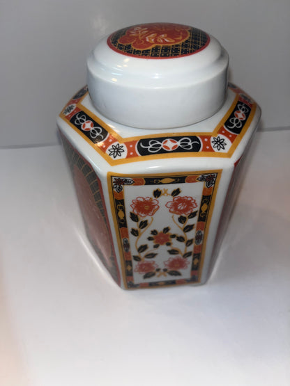 Vintage Porcelain Octagonal Large Plate and Tea Box - Finest Antique
