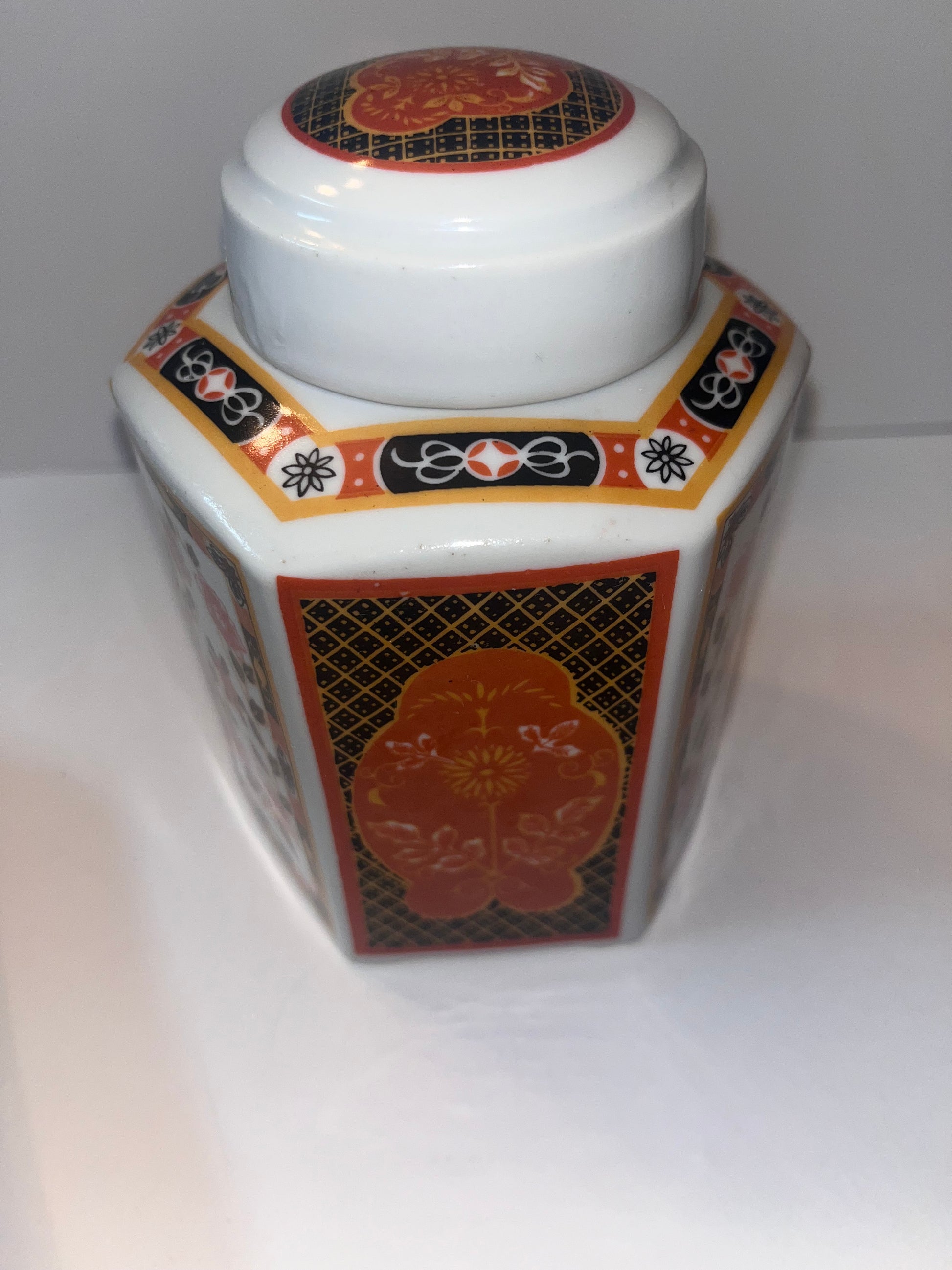 Vintage Porcelain Octagonal Large Plate and Tea Box - Finest Antique