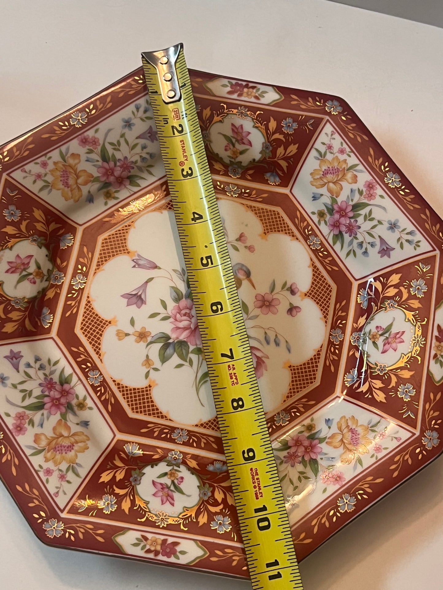 Vintage Porcelain Octagonal Large Plate and Tea Box - Finest Antique
