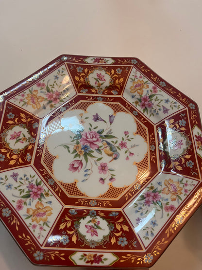Vintage Porcelain Octagonal Large Plate and Tea Box - Finest Antique