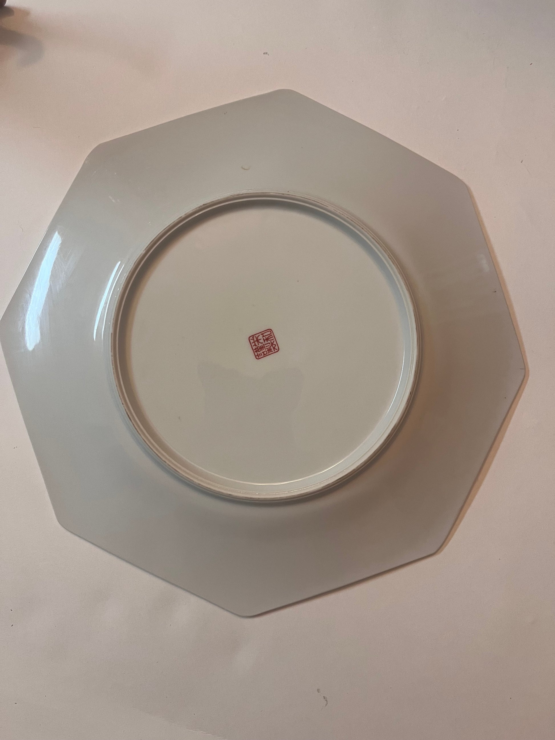 Vintage Porcelain Octagonal Large Plate and Tea Box - Finest Antique
