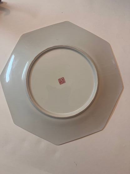 Vintage Porcelain Octagonal Large Plate and Tea Box - Finest Antique