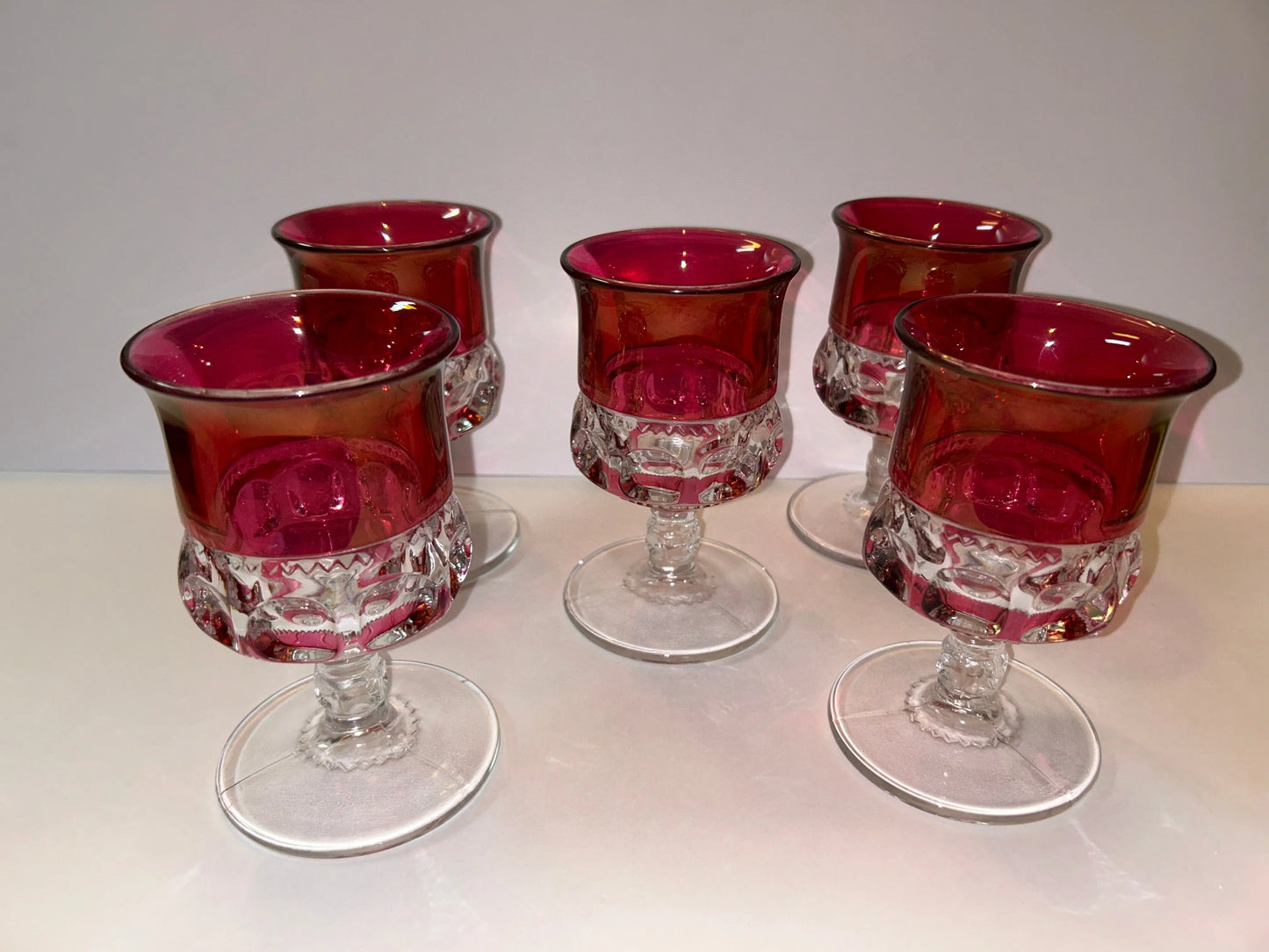 Vintage Ruby Glass Stemware Goblets - Finest Antique