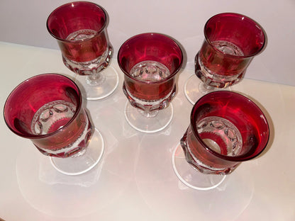 Vintage Ruby Glass Stemware Goblets - Finest Antique