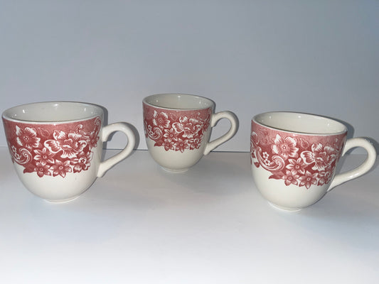 Vintage Staffordshire Engravings Floral Mugs - Finest Antique