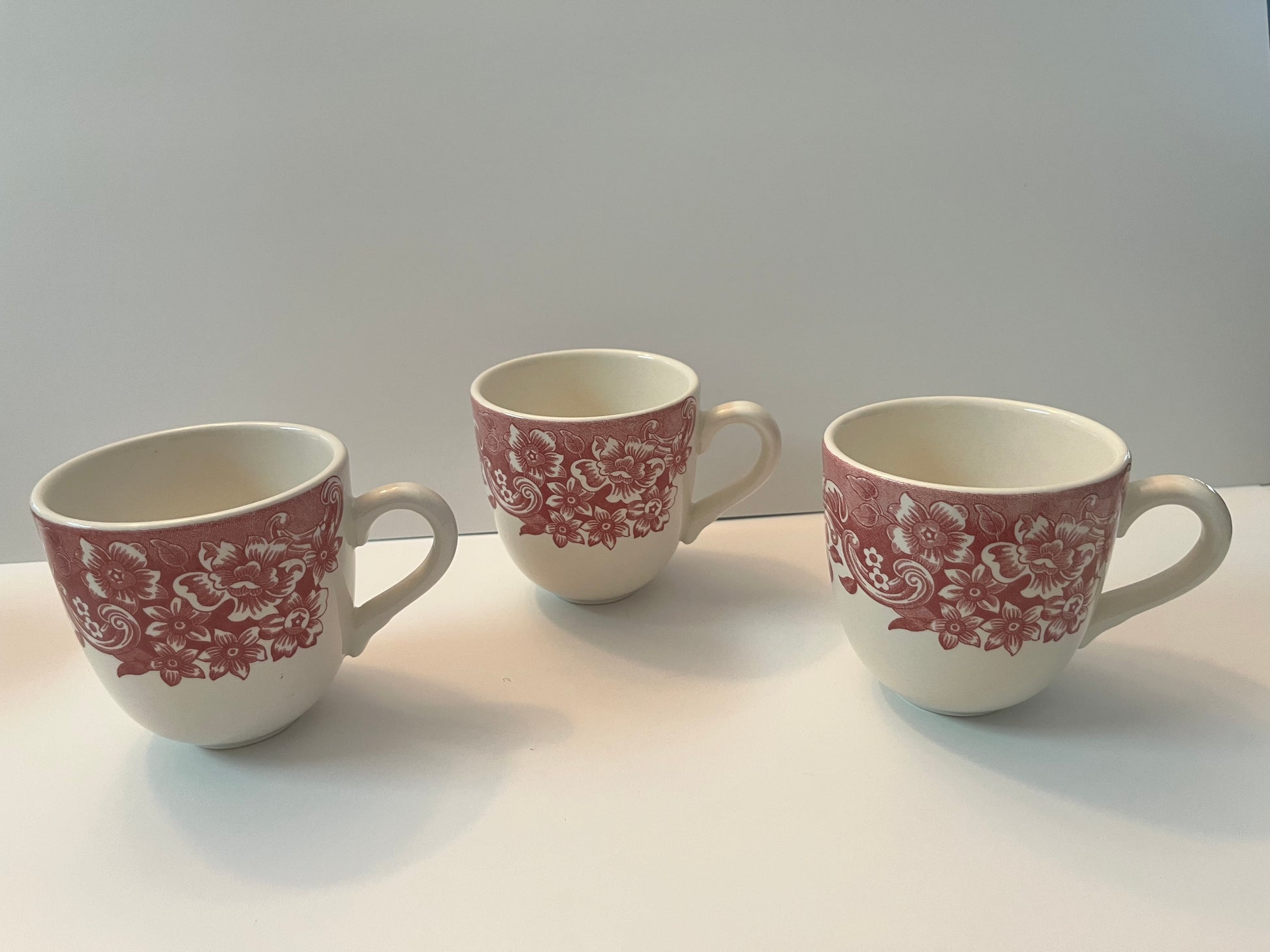 Vintage Staffordshire Engravings Floral Mugs - Finest Antique