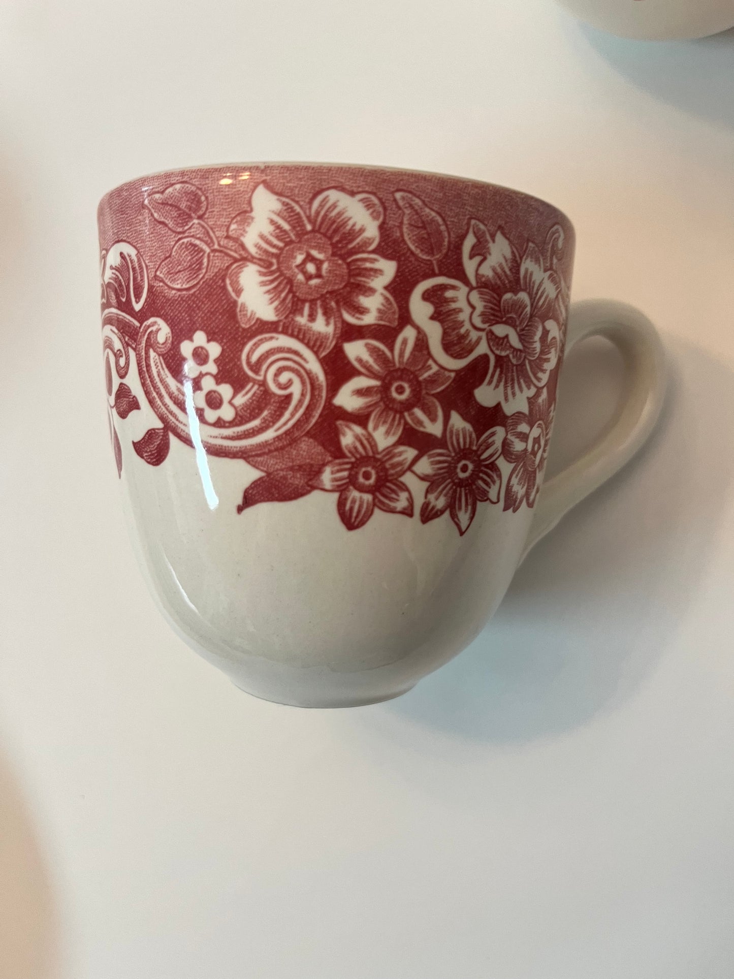 Vintage Staffordshire Engravings Floral Mugs - Finest Antique