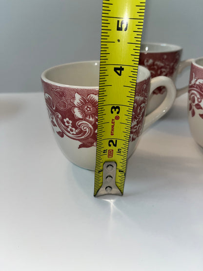 Vintage Staffordshire Engravings Floral Mugs - Finest Antique