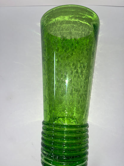 Vintage Tall Hand-Blown Green Glass Art Vase - Finest Antique