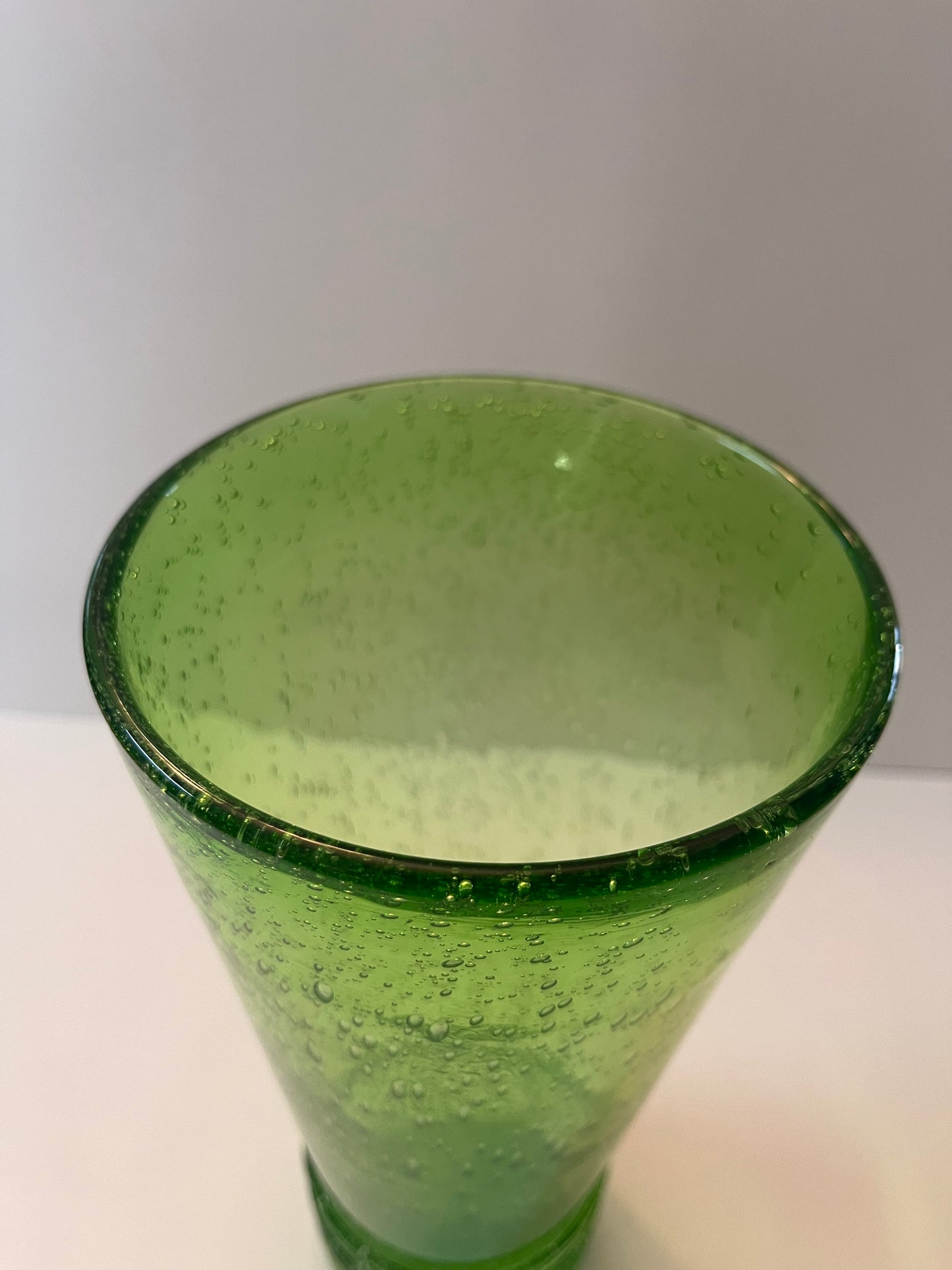 Vintage Tall Hand-Blown Green Glass Art Vase - Finest Antique