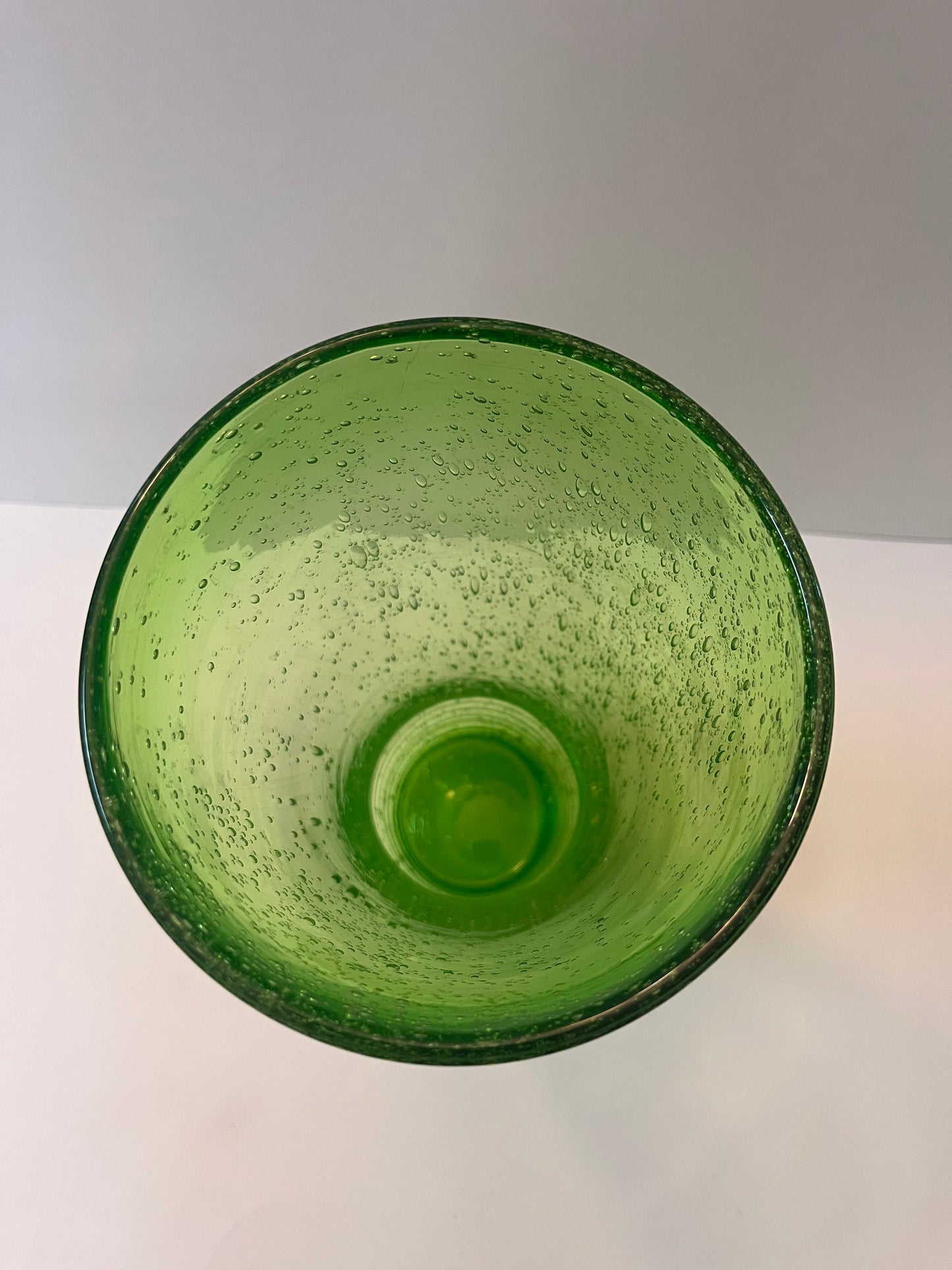 Vintage Tall Hand-Blown Green Glass Art Vase - Finest Antique