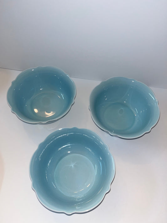 Vintage Threshold Wellsbridge Aqua Blue Stoneware Bowls - Finest Antique