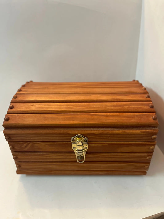 Vintage Wooden Treasure Box with Gold Accents - Finest Antique