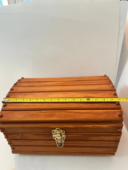 Vintage Wooden Treasure Box with Gold Accents - Finest Antique